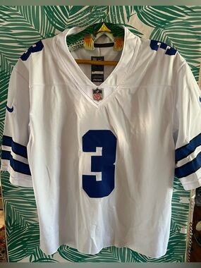 NFL White & Blue Dallas Cowboys Football Jersey #3 Pickens Sz L On field Nike